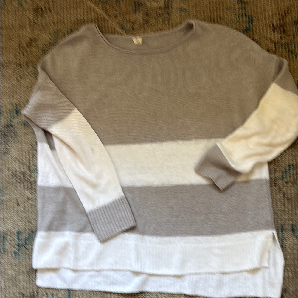 Eileen Fisher Women's Striped Sweater - Gray and White